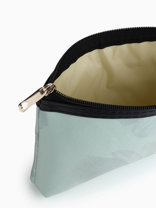 Косметичка на молнии плоская, с принтом, зелёная