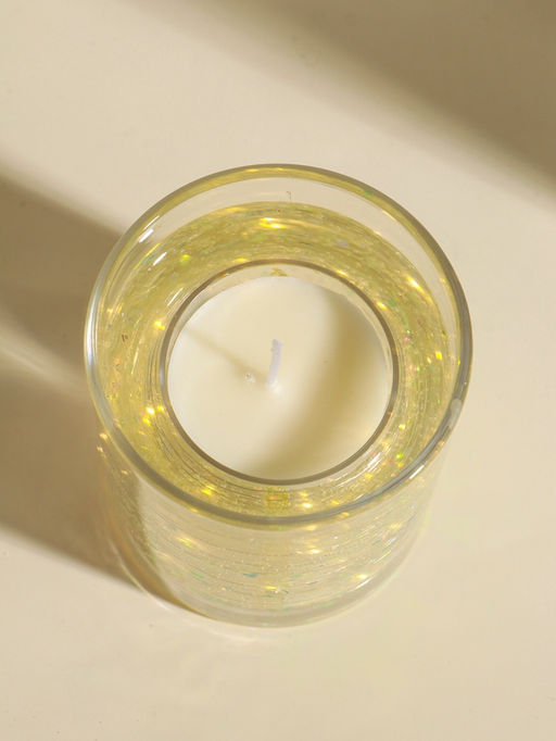 Свеча в стакане с LED-подсветкой Перламутровые сердечки, 8?8?9 см