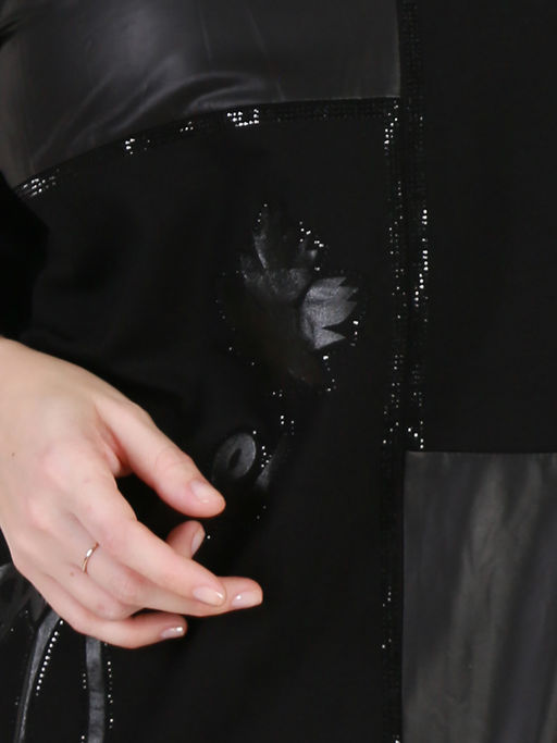 Блузка черная со вставками под кожу - Almond фото 4