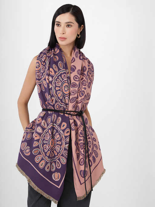 в составе ШЕРСТЬ и КАШЕМИР Большой, мягкий, теплый однотонный двусторонний палантин. - Tantino фото 5