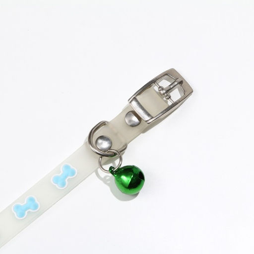 Ошейник Косточки, 28 х 1 см, ОШ 18-24 см, прозрачный/голубой - Пижон фото 6