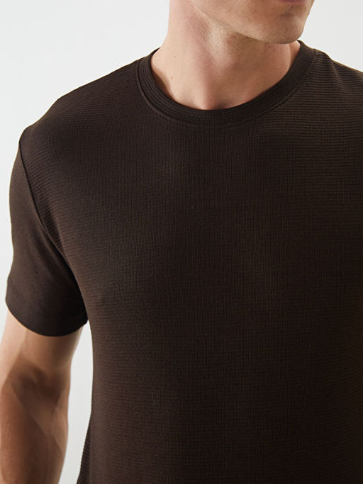 Bisiklet Yaka K?sa Kollu Erkek Dokulu Ti??rt