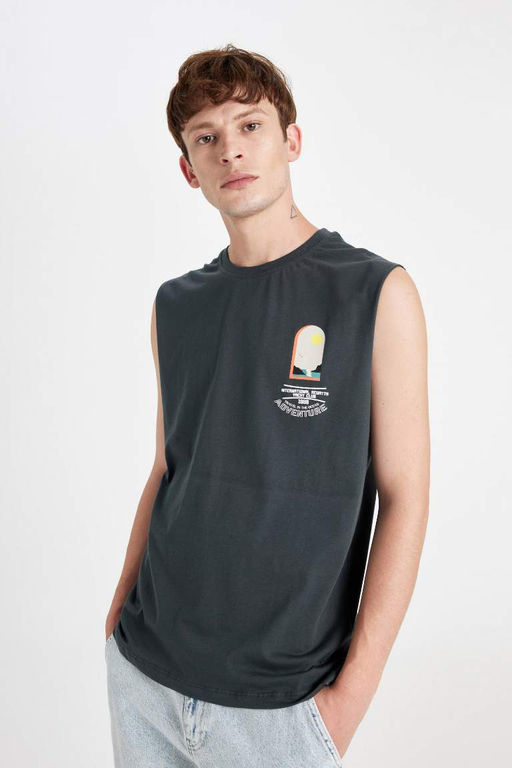 Майка свободного кроя с круглым вырезом и принтом - Defacto фото 5