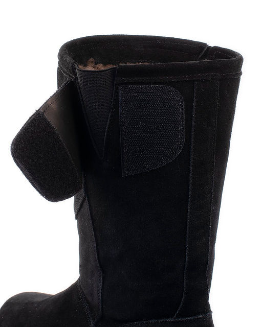 Монголки женские на войлочной подошве., Черные. Замша. Молния. Подклад овчина.