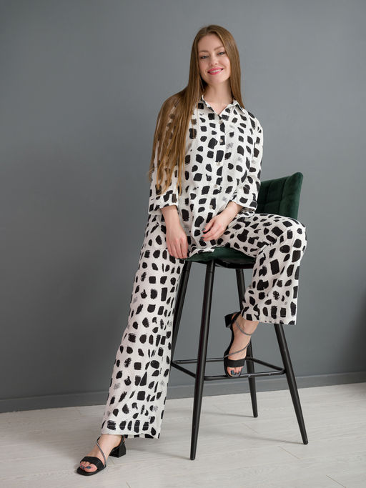 Рубашка из штапеля удлиненная белая - Odis фото 11