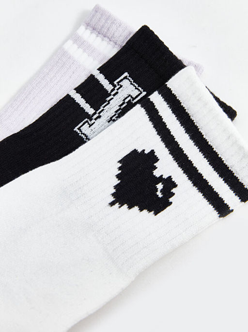 Bask?l? Kad?n Soket ?orap 3l?