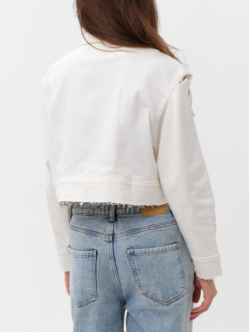 Рубашка женская укороченная с разрезами MIST: Denim, размер 48, белая