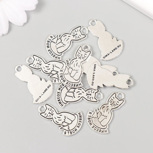 Металлический элемент, декоративная подвеска Котик: Я твой хозяин, набор 10 шт., 1.62.5 см - Арт узор фото 3