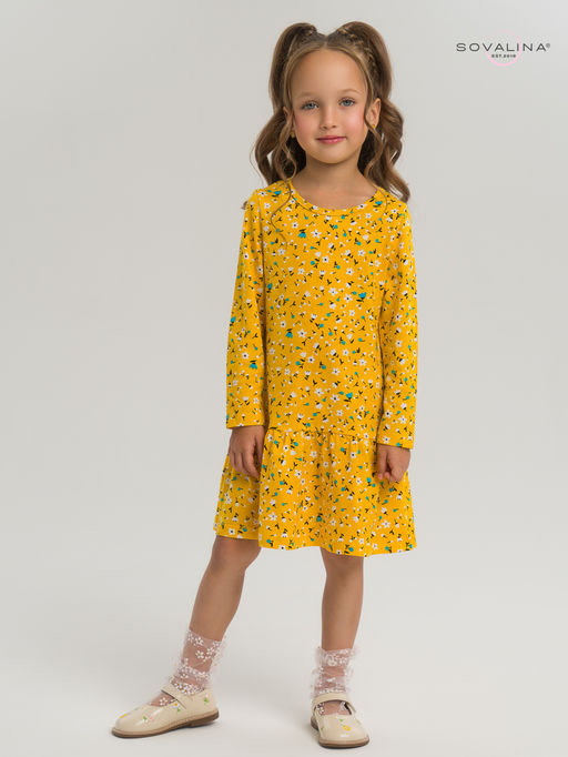 Платье Алиса дл/р цветы на горчице - Sovalina фото 3