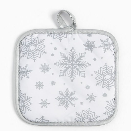 Кух. набор 3пр. Доляна Снежинки серебро прих.17*17 см, вареж.26*16 см,фарт.70*80 см 100% п/э 94461 фото 6