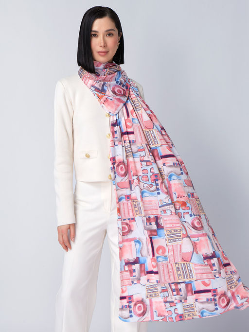 Большой, мягкий, тонкий и очень нежный двусторонний палантин с рисунком - Tantino фото 2