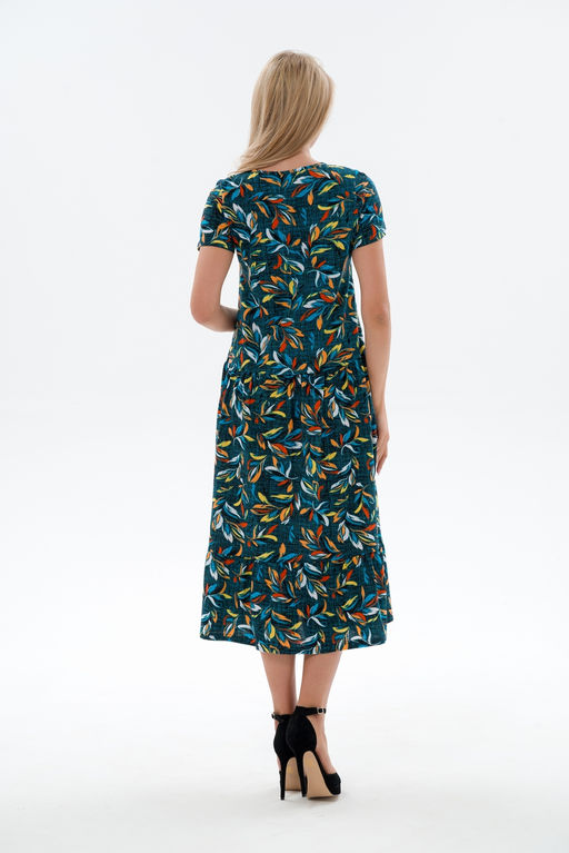 Платье женское из кулирки Кармелита веточка бирюза - Амадэль фото 15
