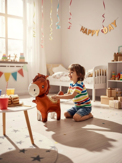 Цена за 2 шт. Воздушный шар фольгированный 3D 25" "Лошадка" цвет коричневый, под воздух