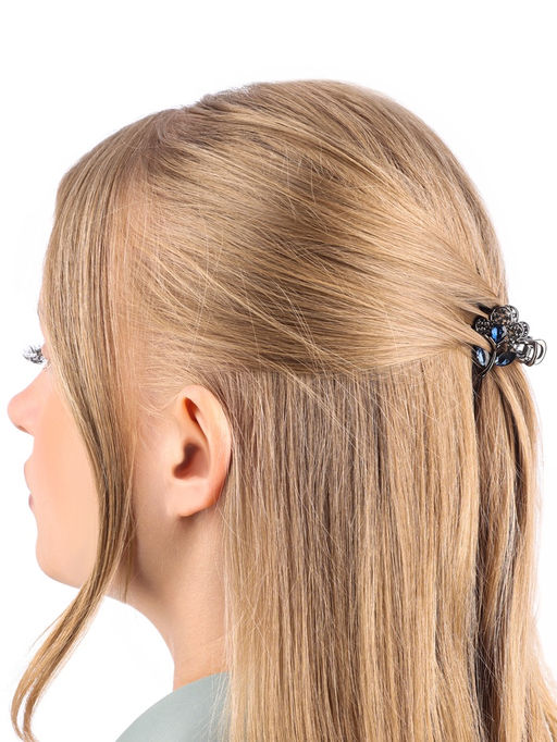 Цена за 6 шт. Крабик для волос «Роуз», цветок, 3 см, чёрный