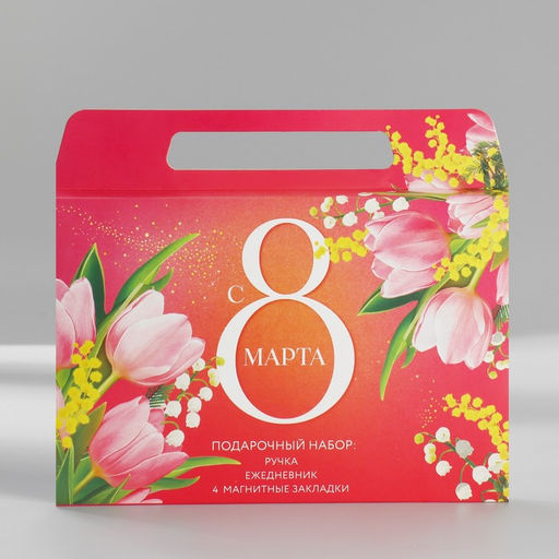 Набор в портфеле: ежедневник А5, магнитные закладки и ручка С 8 марта! Мечтай и удивляй!