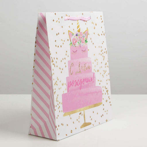 Цена за 2 шт. Пакет подарочный ламинированный, упаковка, Happy Birthday, ML 21 х 25 х 8 см