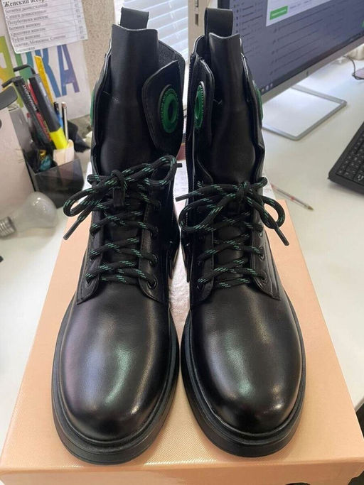 01-P514-4 BLACK/GREEN Ботинки демисезонные женские (натуральная кожа, байка) - Фабричный китай фото 17