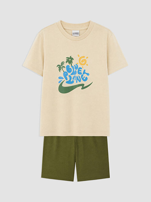 Erkek ?ocuk Bask?l? ?ortlu Pijama Tak?m?