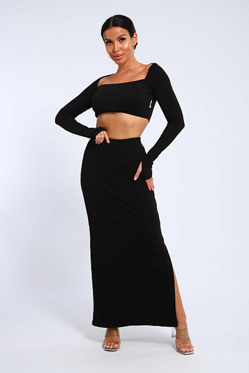 Юбка, футер (01056, черный макси) - Плиона фото 8