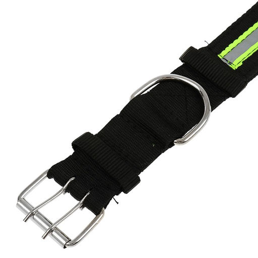 Ошейник четырехслойный светоотражающий с вертлюгом, 71 х 5 см, ОШ 55-65 см, чёрный - Пижон фото 3