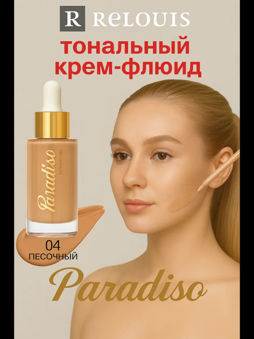 RELOUIS Крем-флюид тональный Paradiso тон:04 natural sand  фото 3