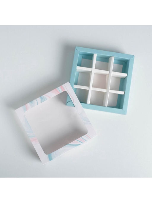 Цена за 5 шт. Коробка для конфет, кондитерская упаковка, 9 ячеек, Only for you 14.5×14.5×3.5 см