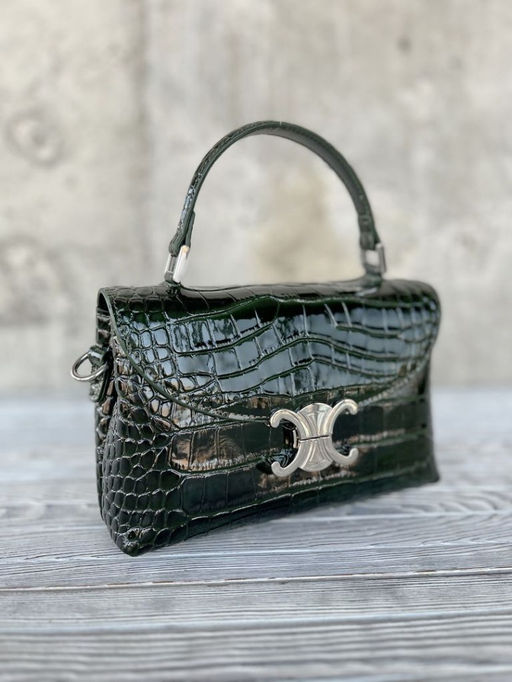 Маленькая женская лаковая сумка под крокодила HW-8623 Грин - Sergio valentini фото 2