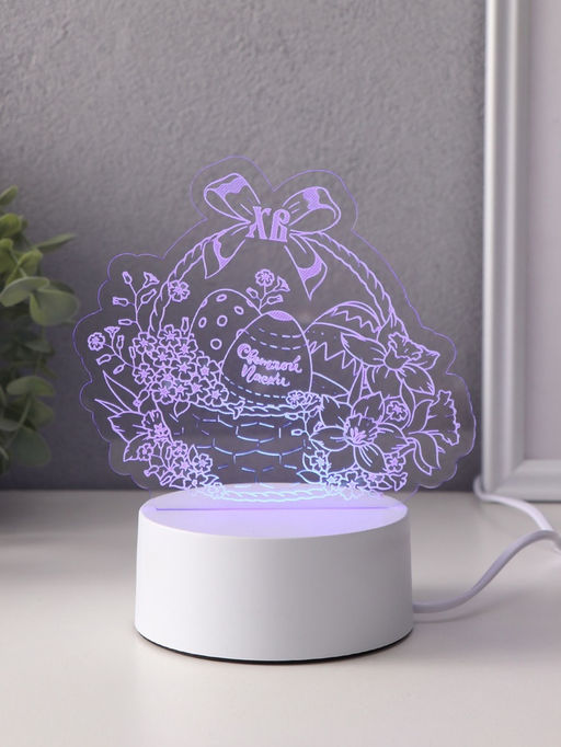 Светильник 3D RISALUX «Пасхальная корзинка», LED-ночник, RGB, от сети, 9.5×17×16.3 см