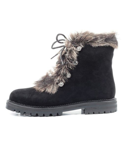 04-AH25-2 BLACK Ботинки зимние женские (натуральная замша, натуральный мех) - Фабричный китай фото 13
