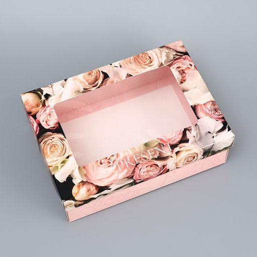 Цена за 2 шт. Коробка складная, крышка-дно, Present, 21×15×7 см с окном