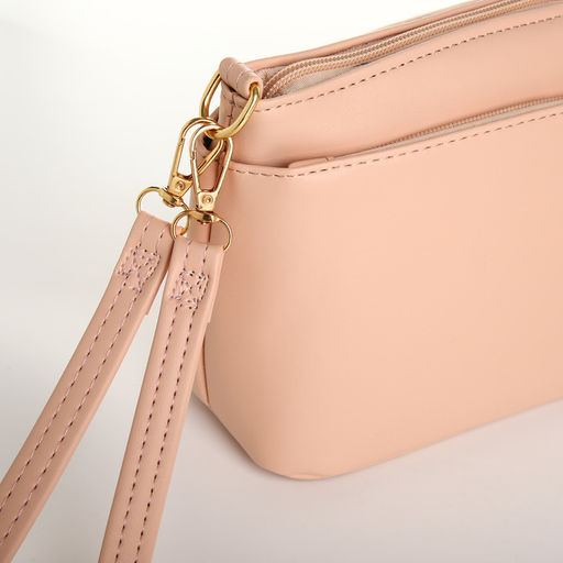 Сумка женская кросс-боди на молнии, 23×9×15 см, пудровая