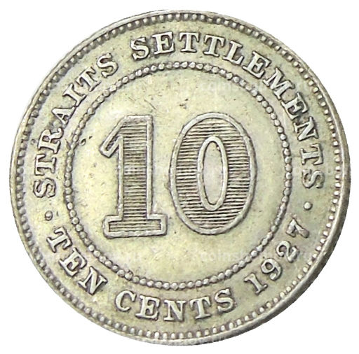 10 центов 1927 года Стрейтс Сетлментс