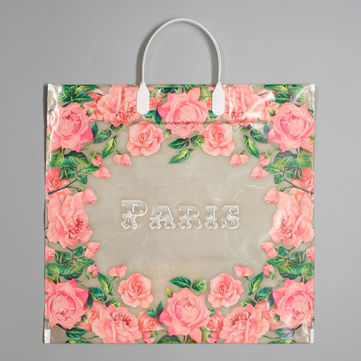 Цена за 10 шт. Пакет Сады Парижа, полиэтиленовый с пластиковой ручкой, 37?34 см, 80 мкм