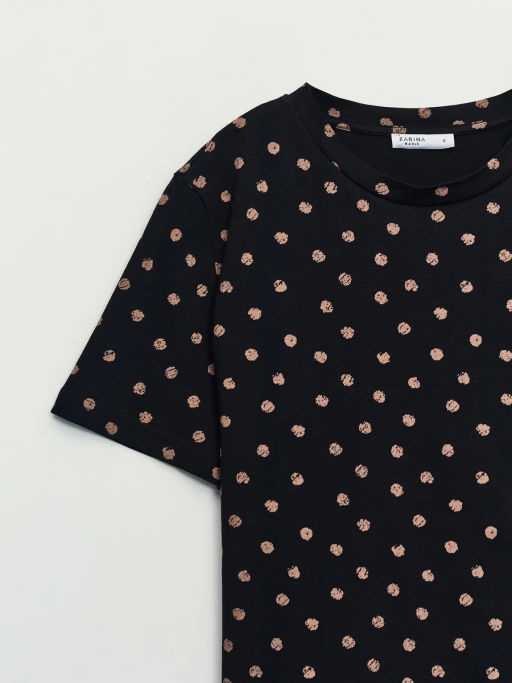 Футболка из хлопка с принтом в горошек / Zarina  фото 3