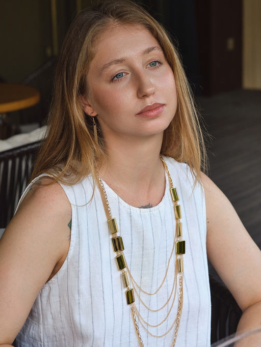 Набор 2 предмета: серьги, бусы Унисон прямоугольники, цвет золото, 80 см