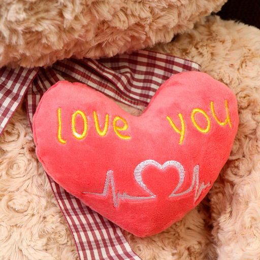 Мягкая игрушка «Медведь» с сердцем, 80 см, цвет бежевый