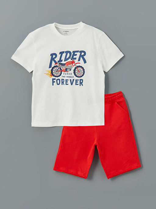 Bask?l? Erkek ?ocuk Ti??rt ve ?ort 2li