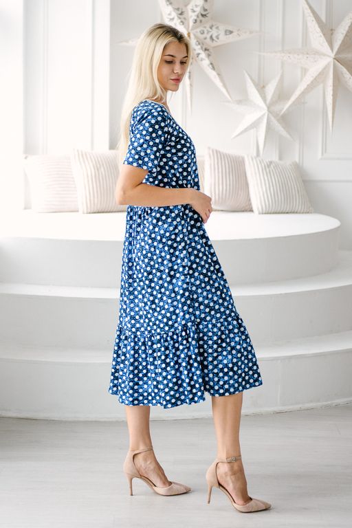 Платье женское из кулирки с кружевом Шарлиз темно-синий - Амадэль фото 4