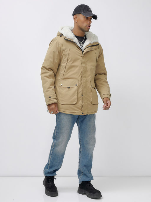 Парка мужская зимняя удлиненная с мехом хаки цвета 8753G - Mtforce фото 14