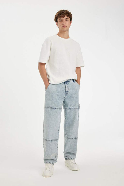 Wide Leg Fit Genis Kal?p Normal Bel Genis Paca Jean Pantolon - Defacto фото 3
