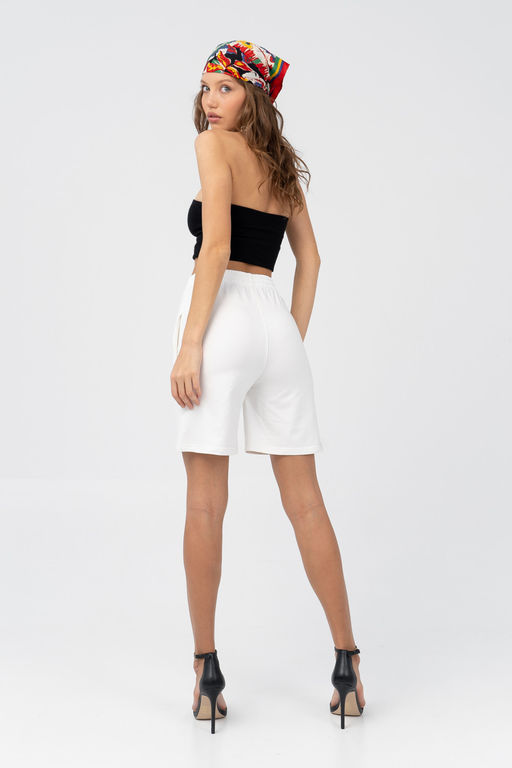 Шорты из хлопкового футера с высокой посадкой  Футер 2-х нитка - Solo mio фото 7