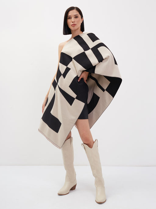 В составе шерсть и кашемир! теплый двусторонний палантин - Tantino фото 2