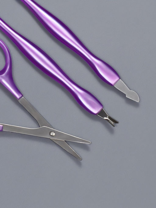 Набор маникюрный, 3 предмета, фиолетовый, серебристый