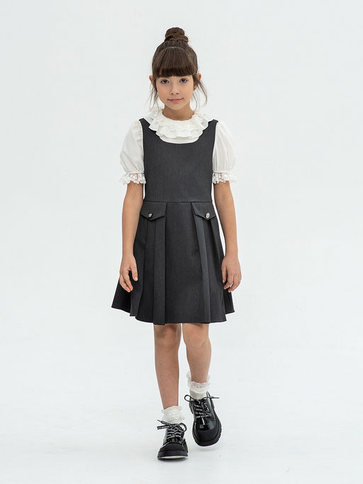 Серый школьный сарафан для девочки Mooriposh, модель 0245  фото 3