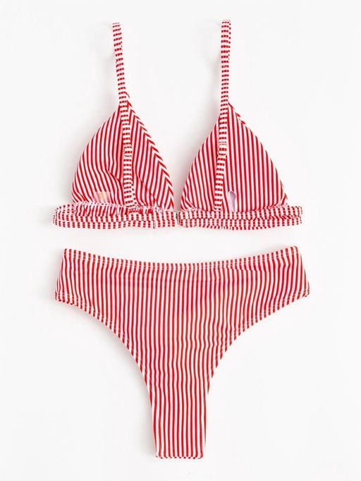 Купальник женский раздельный MINAKU Stripe, размер 50, красный
