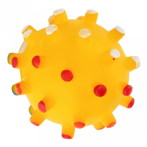 Игрушка для собаки Мяч сороконожка д7см, с пищалкой, ПВХ, фактурная, цвета микс (ярко-розовый, зеленый, желтый), Пэт тойс (Pet toys) (Китай)  фото 2