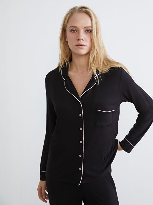 G?mlek Yaka Kad?n Pijama Tak?m?