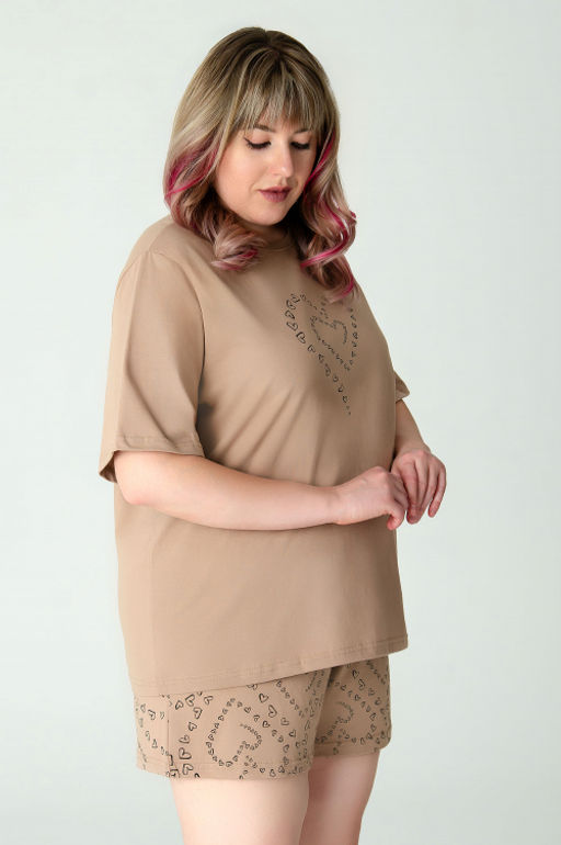 Арт. 9163 Пижама с шортами 50-58 (5 шт) Цвет:коричневый - Калинка фото 17