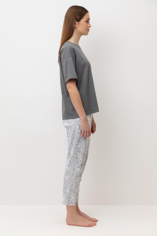 Е 20053/24/серый,нежные цветы пижама жен