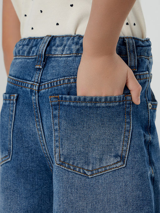 Джинсы для девочек синие wide leg - Mark formelle фото 6